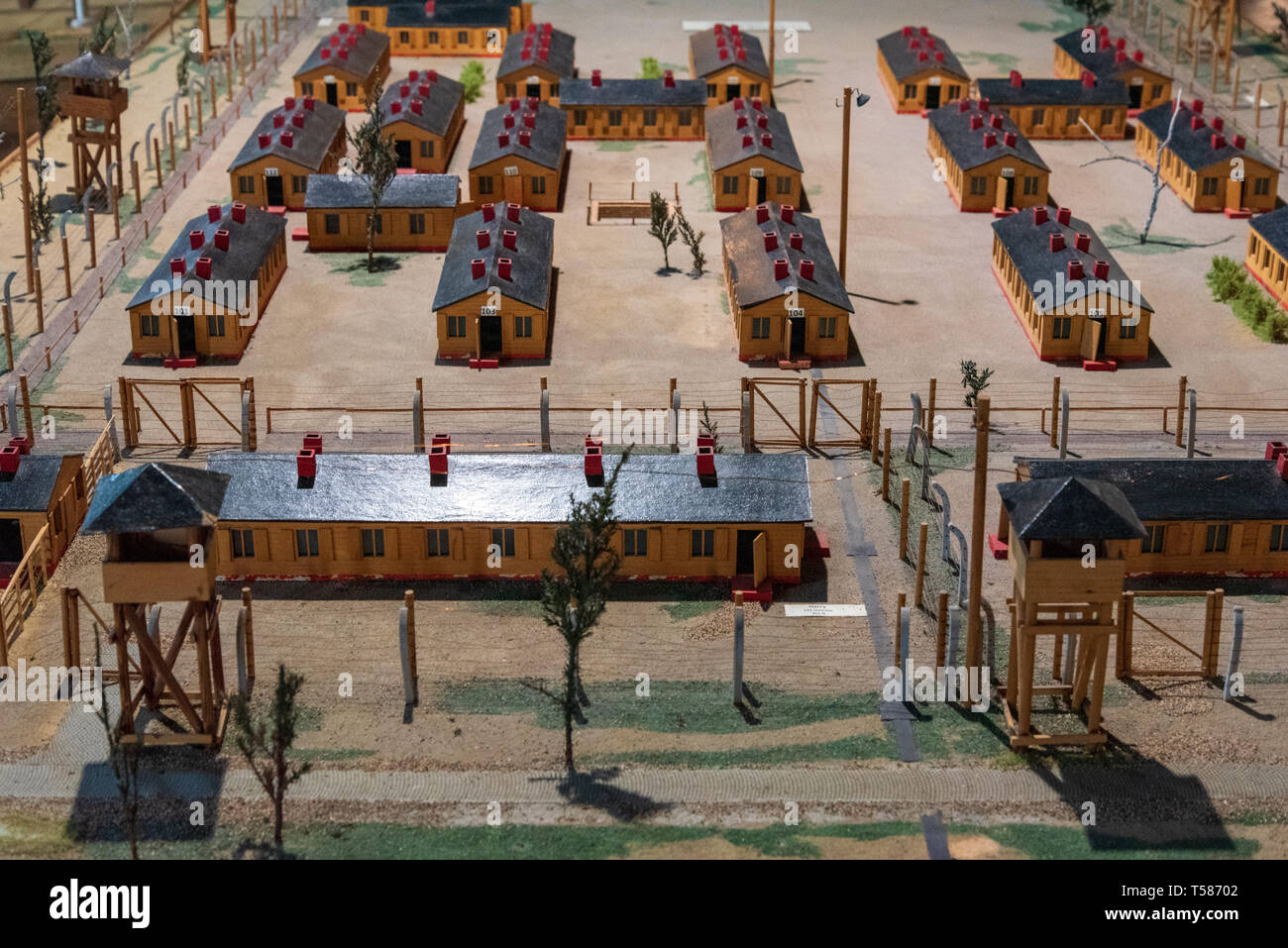 Model of Stalag Luft III Great Escape Camp in museum at site in  Zagan, Poland Stock Photo