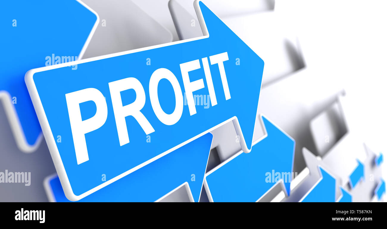 Profit - Label on the Blue Pointer. 3D Stock Photo - Alamy