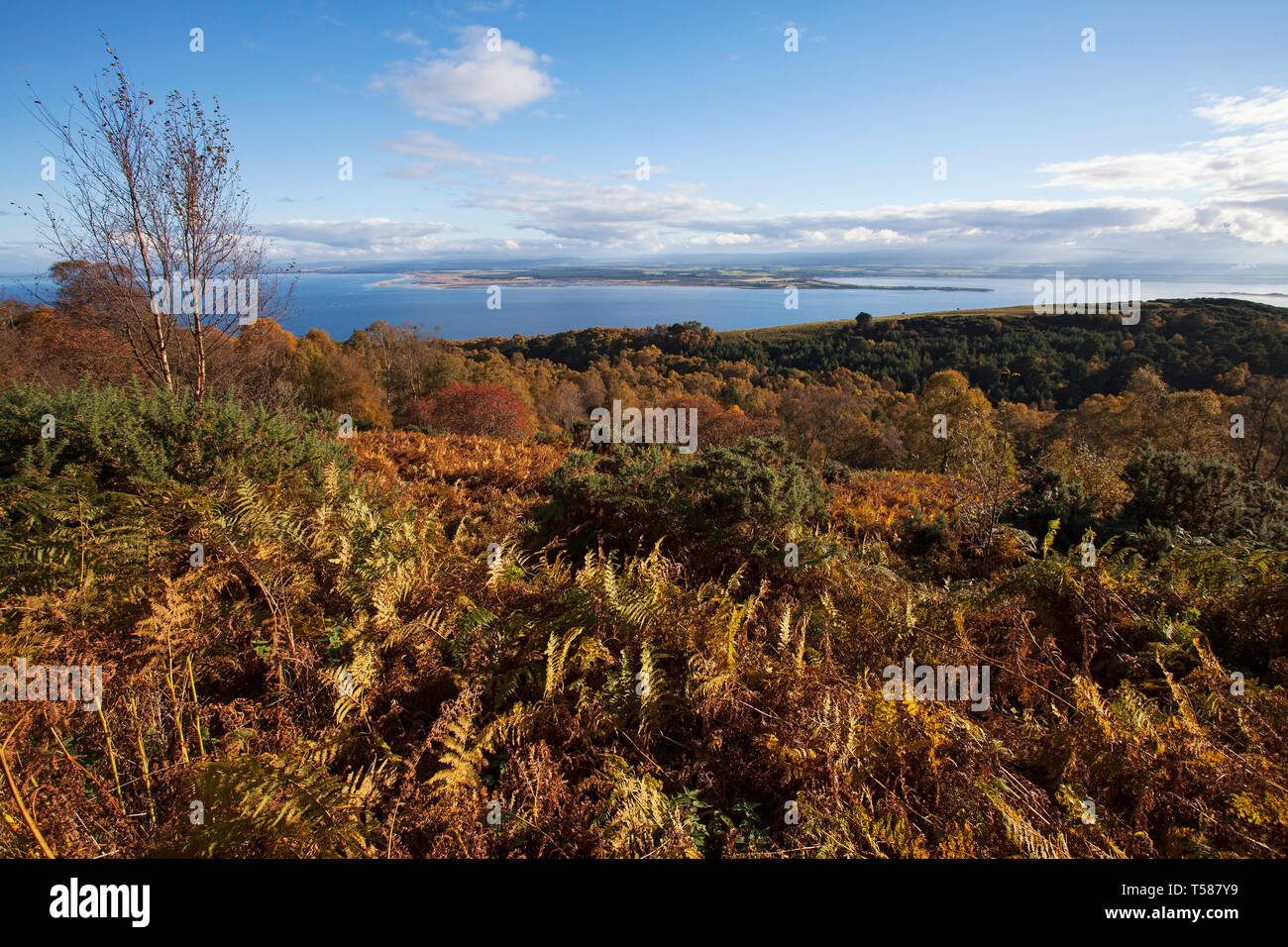 View over Moray Firth from the road to Killen Black Isle Ross and Cromarty Scotland UK October 2016 Stock Photo
