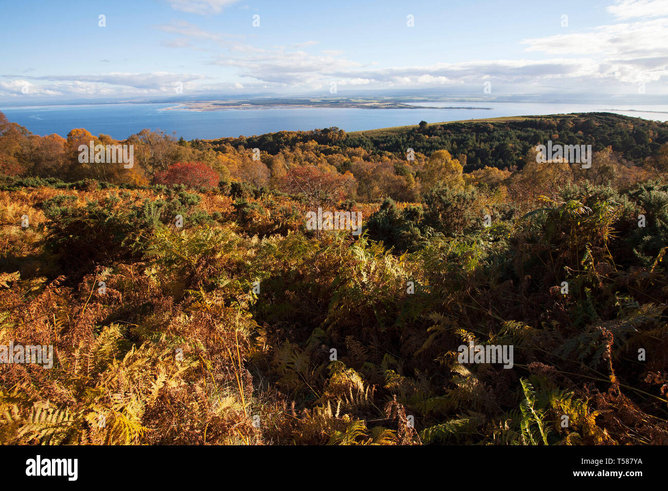 View over Moray Firth from the road to Killen Black Isle Ross and Cromarty Scotland UK October 2016 Stock Photo
