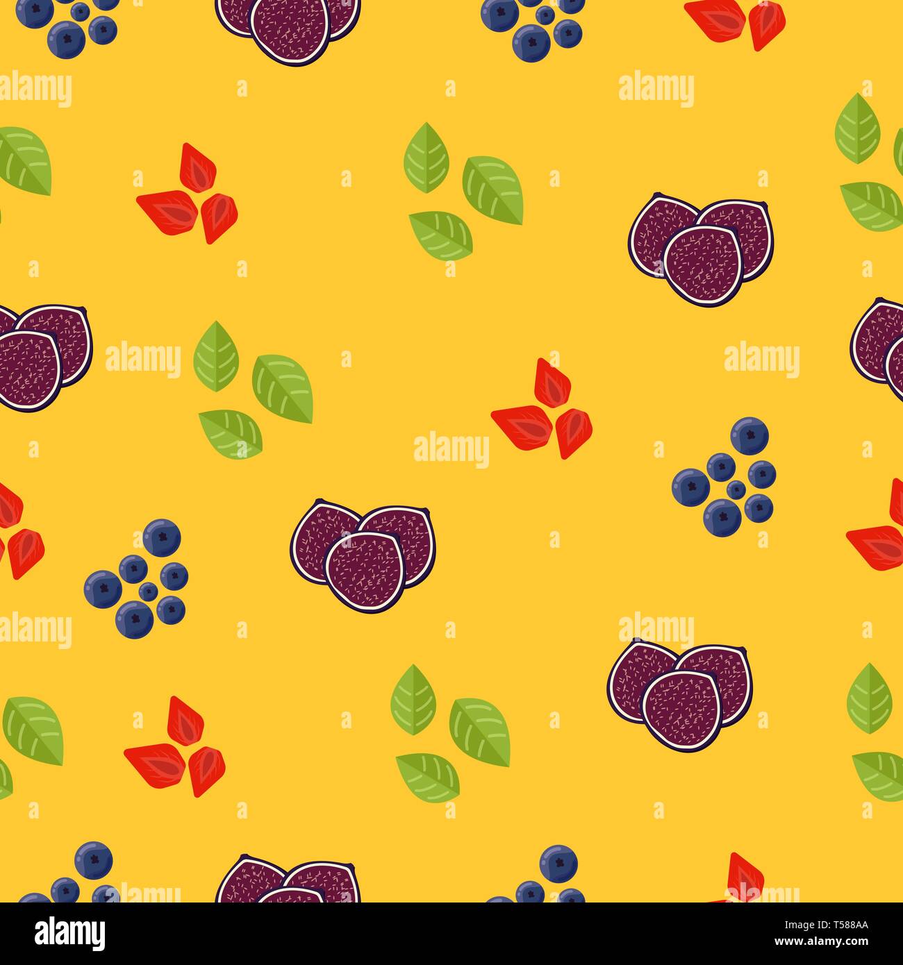 Seamless food pattern. Flat food seamless pattern. Flat food. Vector illustration. Stock Vector