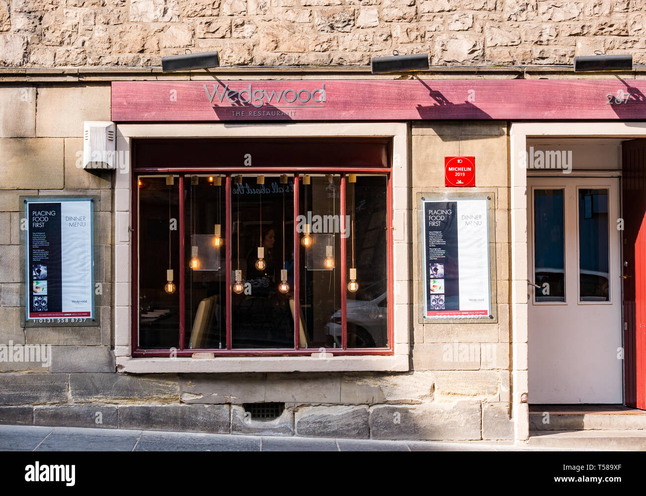Front of Wedgwood fine dining restaurant, Royal Mile, Edinburgh, Scotland, UK Stock Photo