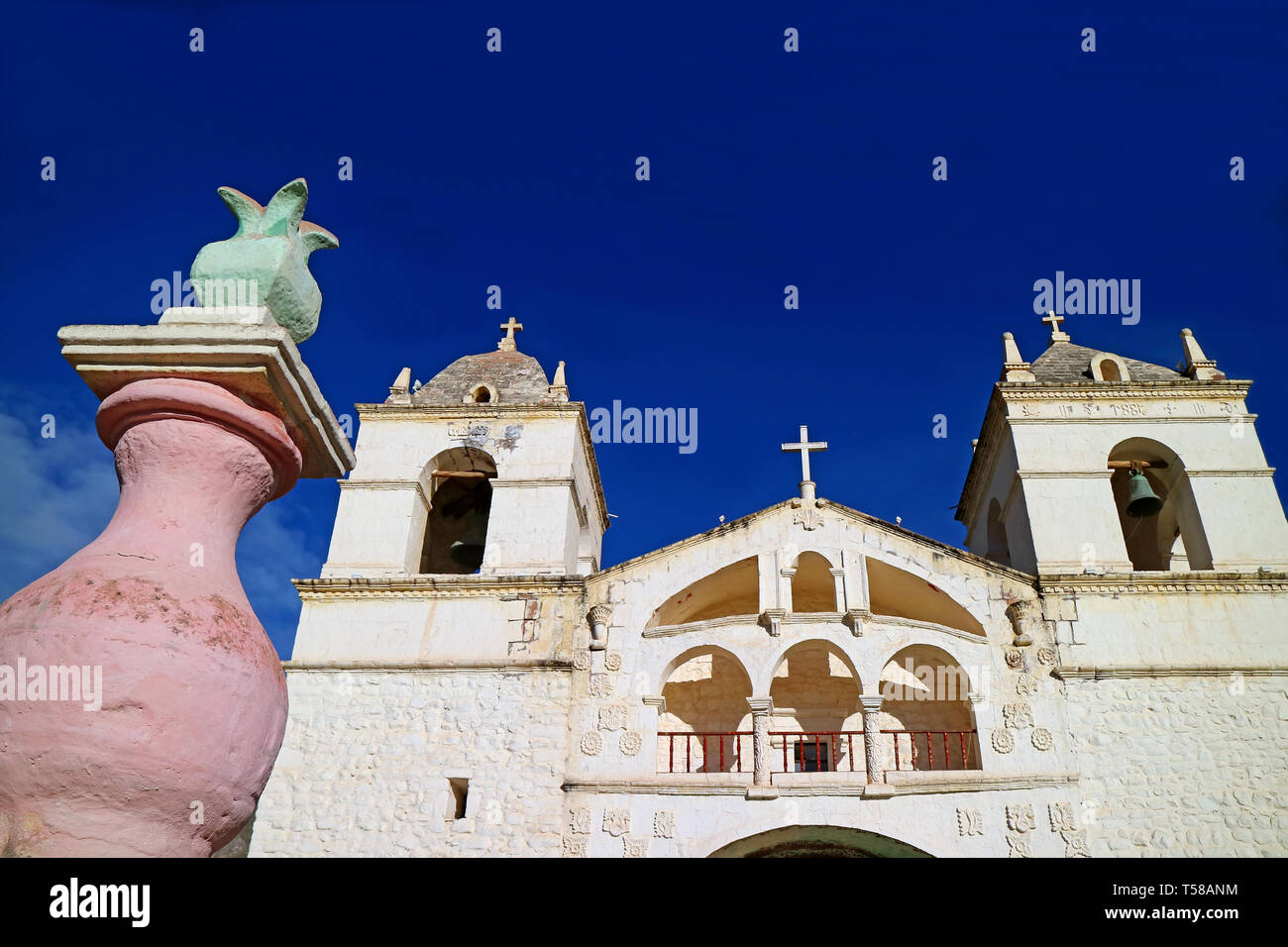 Impressive Church of Santa Ana de Maca near Colca Canyon, Arequipa region of Peru, South America Stock Photo