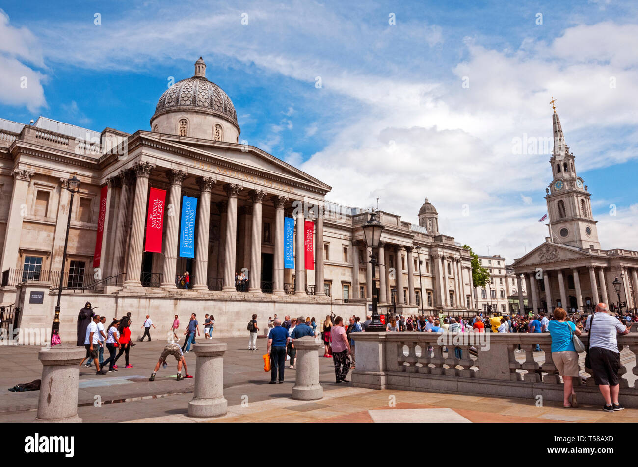 Trafalgar Square and The National Gallery, London, United Kingdom Stock Photo