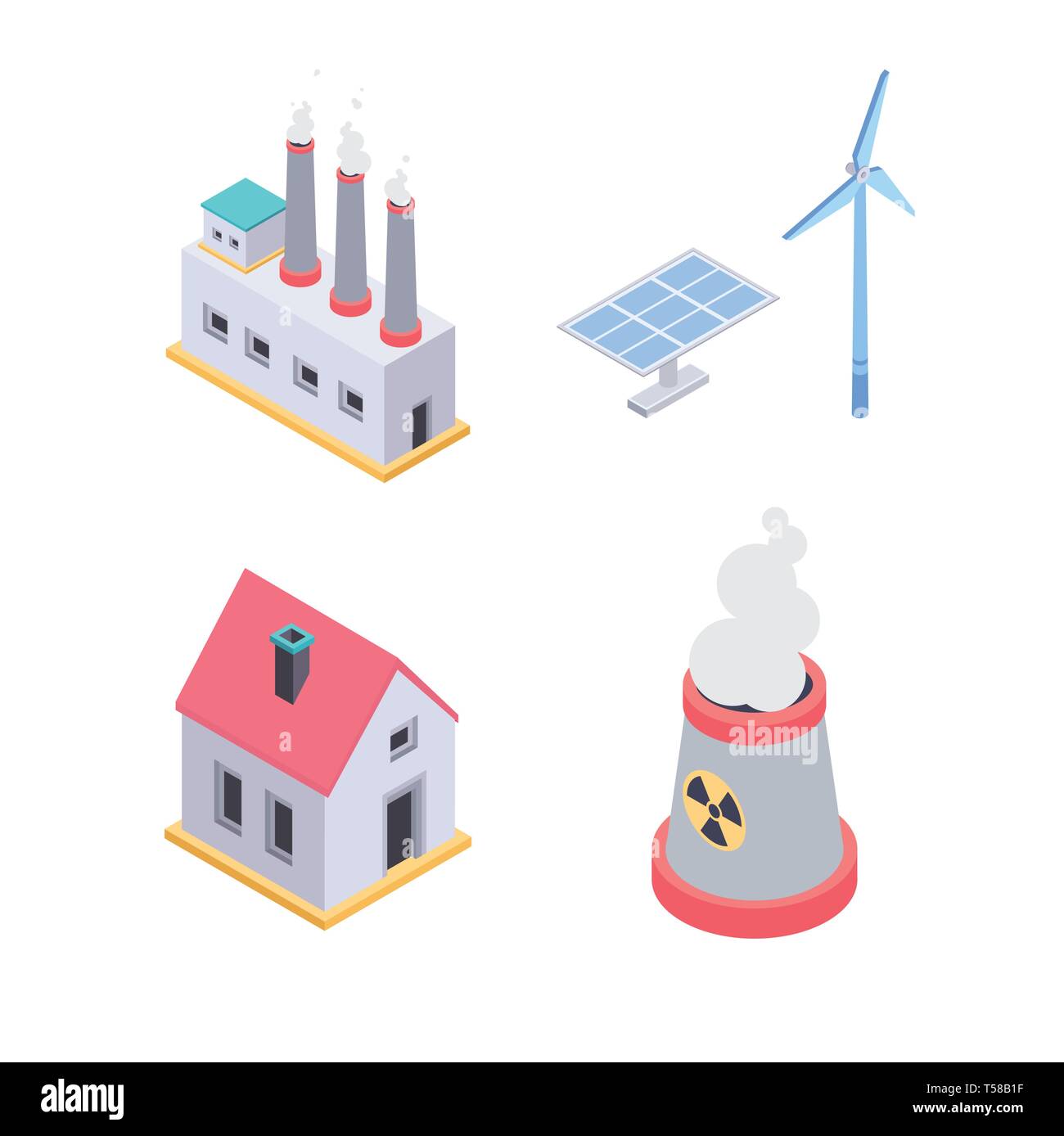 Ecology concept - modern vector colorful isometric elements Stock Vector
