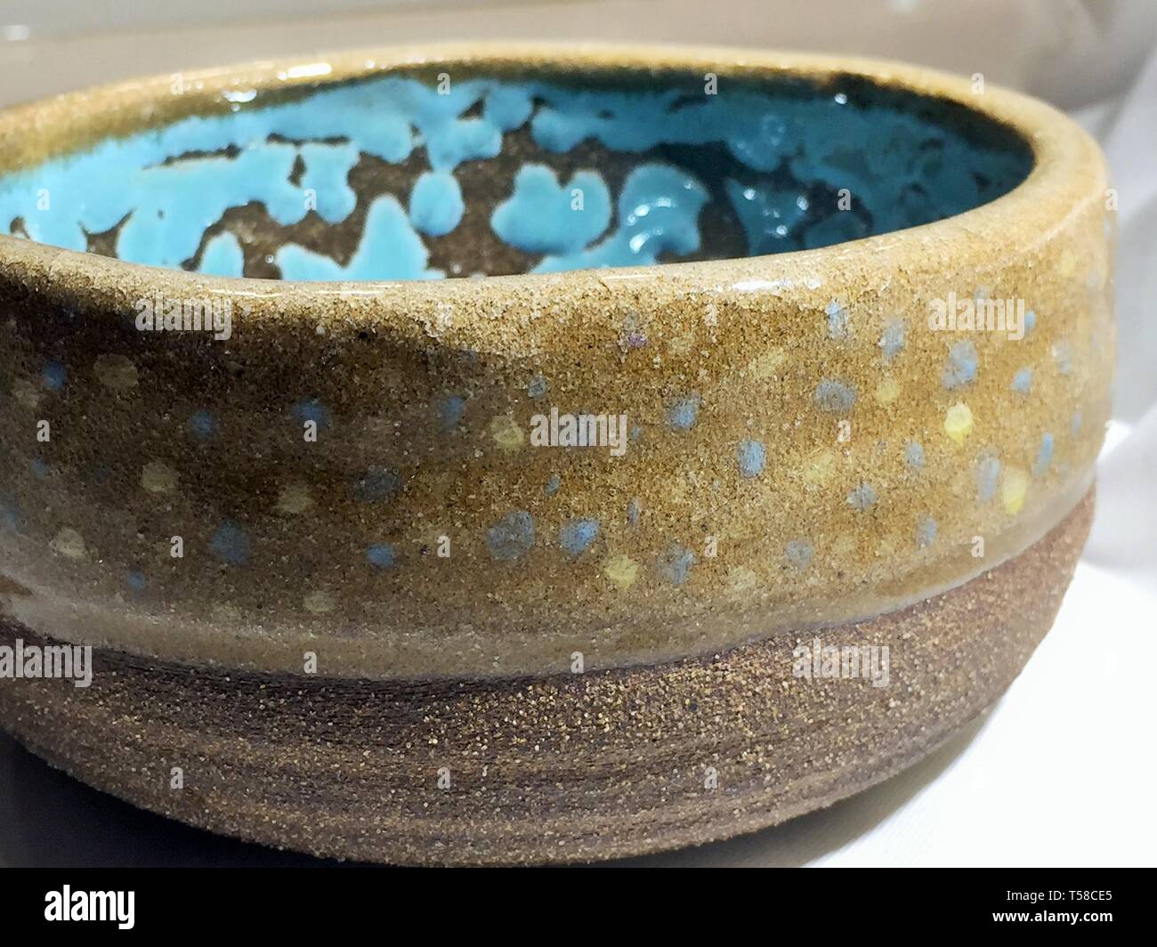 Handmade pottery from a local artist, fired to cone 10 and glazed with foodsafe glazes Stock