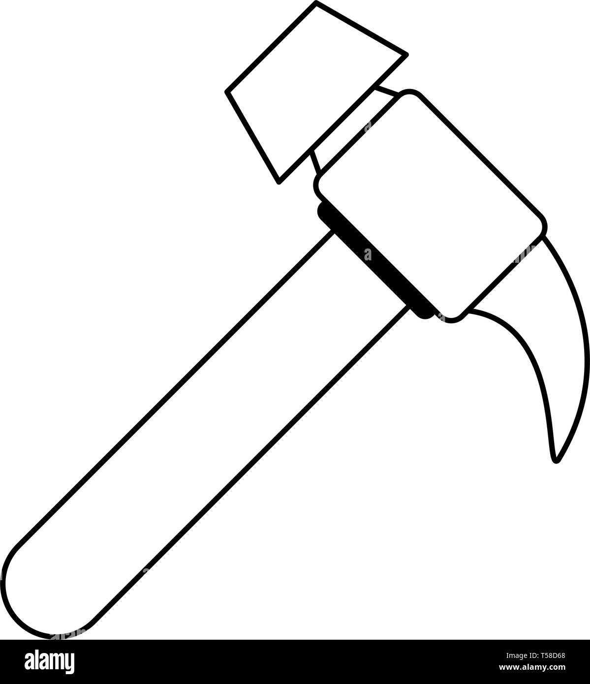 Work hammer wooden grip tool in black and white Stock Vector Image ...