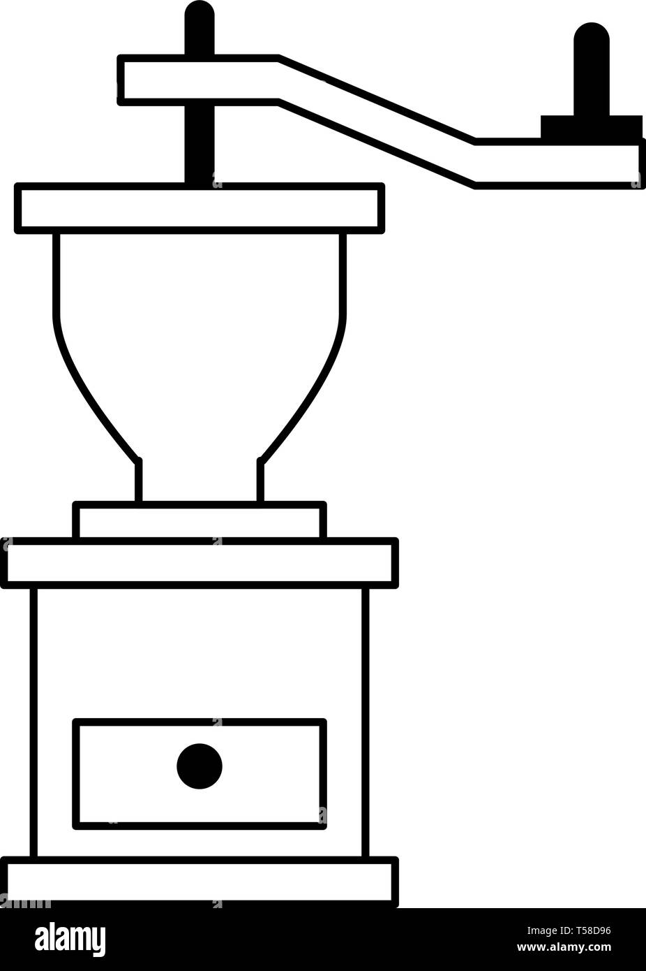 Coffee bean grinder isolated in black and white Stock Vector