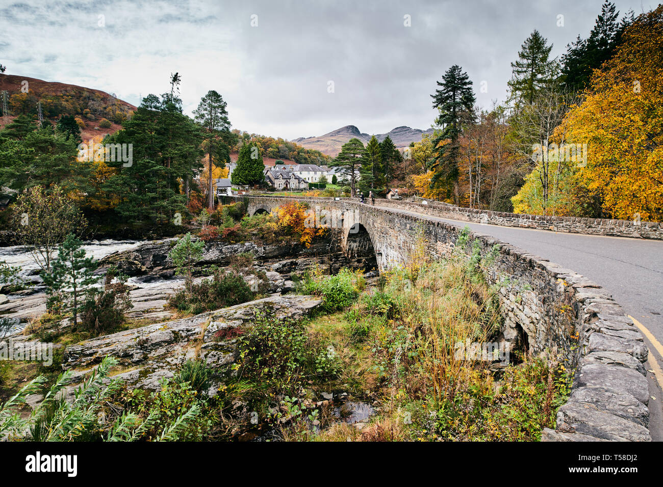 The Falls of Dochart in the town of Killin, Scotland Stock Photo