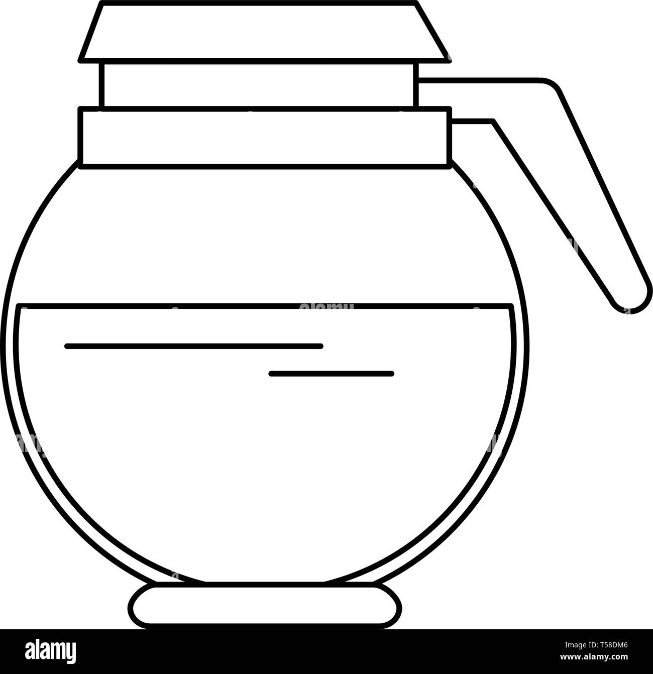 Coffee pot full hot drink isolated in black and white Stock Vector