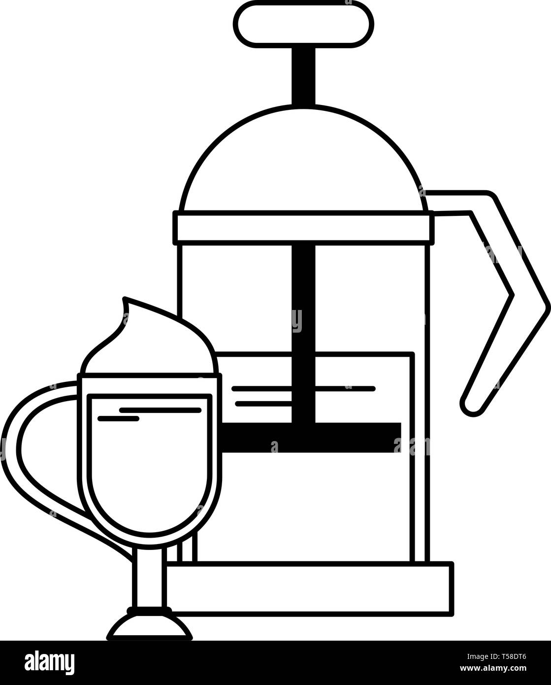 Manual coffee maker equipment in black and white Stock