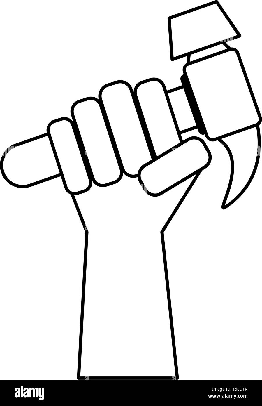 Hand holding tool hammer in black and white Stock Vector Image & Art ...