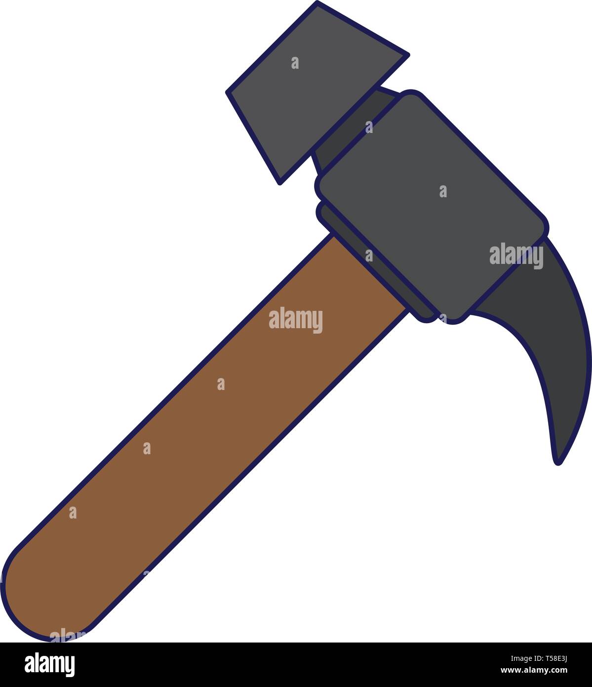 Work hammer wooden grip tool blue lines Stock Vector Image & Art - Alamy