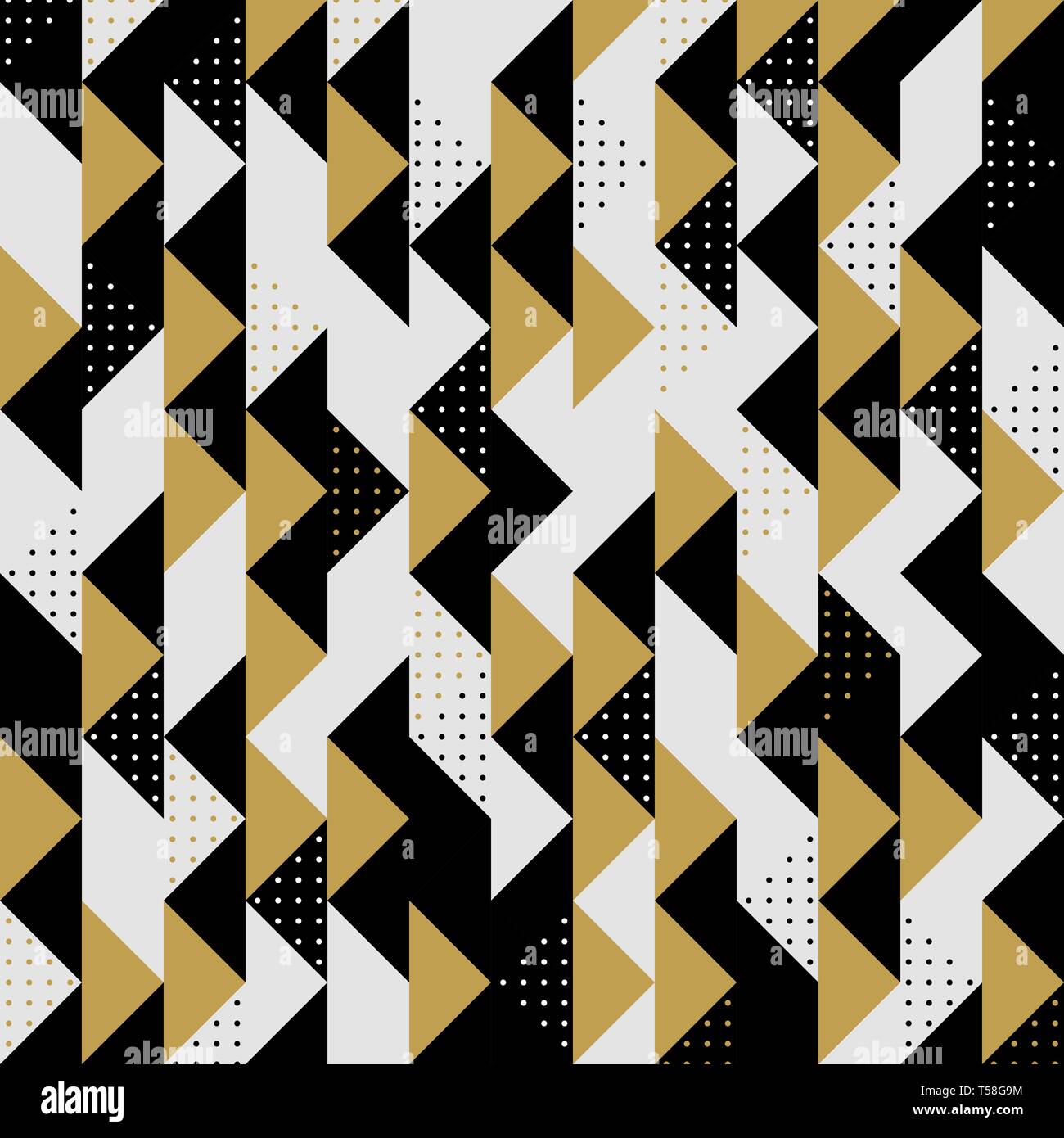 Modern triangle colors gold black dots pattern vector background. You can use for pattern screen, ad, space of text, cover artwork. illustration Stock Vector