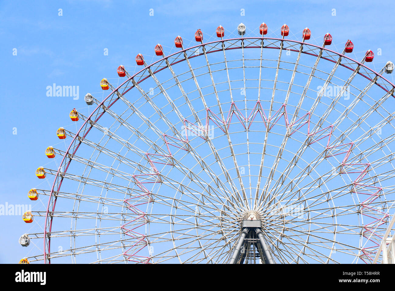 Ferris Wheel Near To Tempozan Harbor Village Osaka Japan On Blue Sky Background Stock Photo Alamy