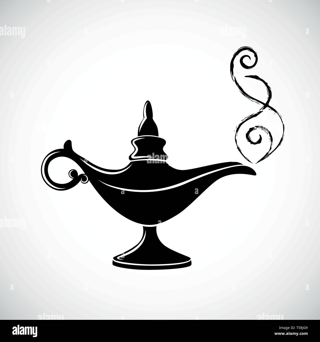 magic aladin miracle lamp vector illustration black Stock Vector