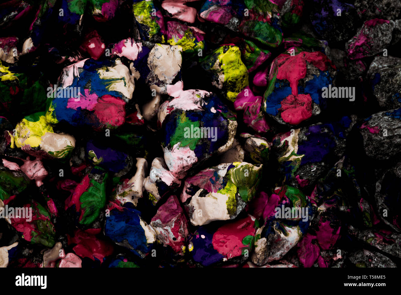 Creative background abstract many colored stones with paint Stock Photo