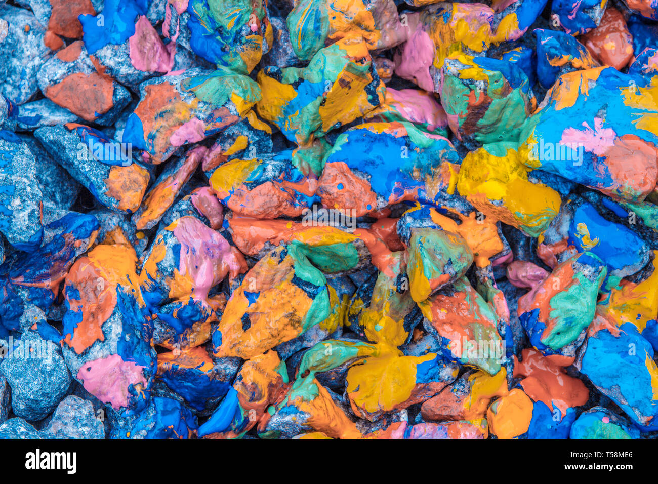 Creative background abstract many colored stones with paint Stock Photo