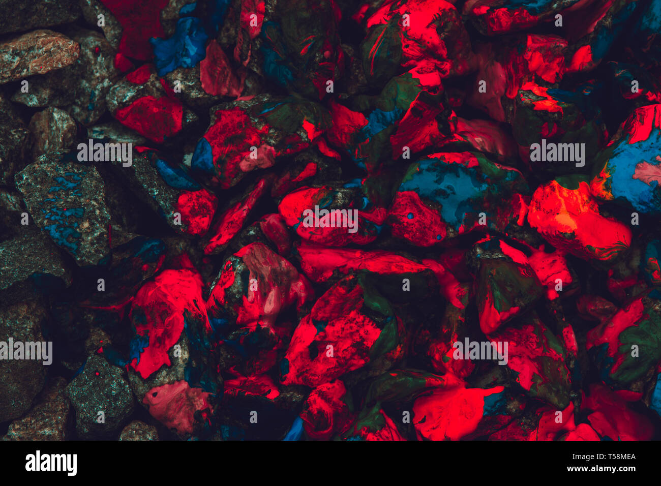 Creative background abstract small pebbles with colorful paint Stock Photo