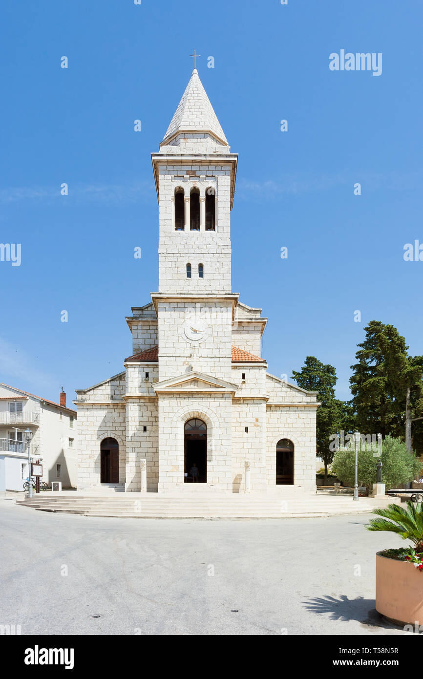 Pakostane, Croatia, Europe - Beautiful old steeple architecture at Pakostane Stock Photo