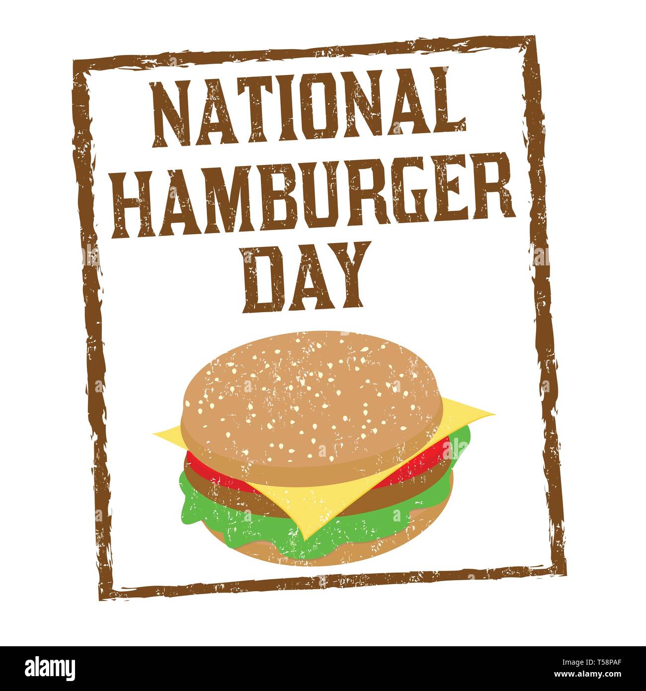 National hamburger day sign or stamp on white background, vector