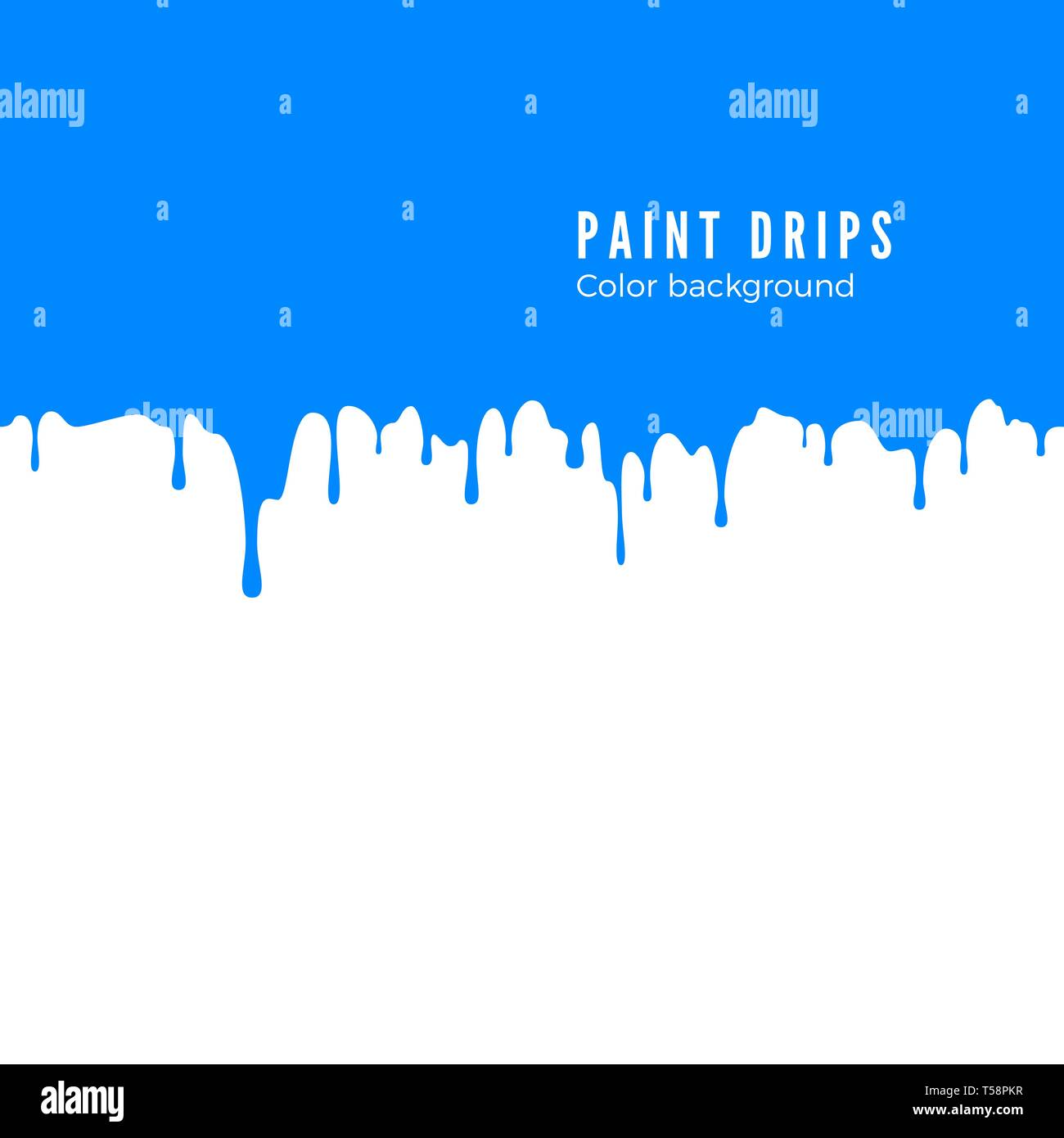 Blue paint splatter. Horizontal drips seamless decoration texture. Vector illustration Stock Vector