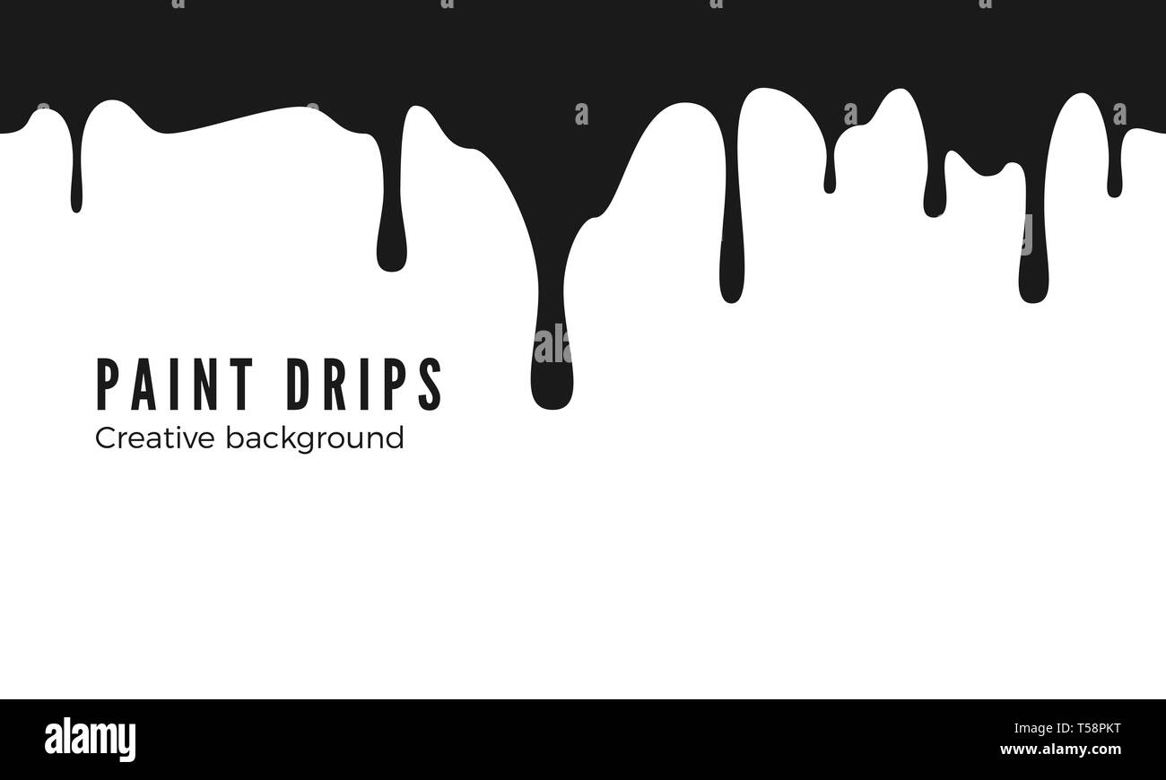 Splatters and Dripping. Black ink drips. Seamless Dripping Paint Texture. Vector illustration isolated on white background Stock Vector