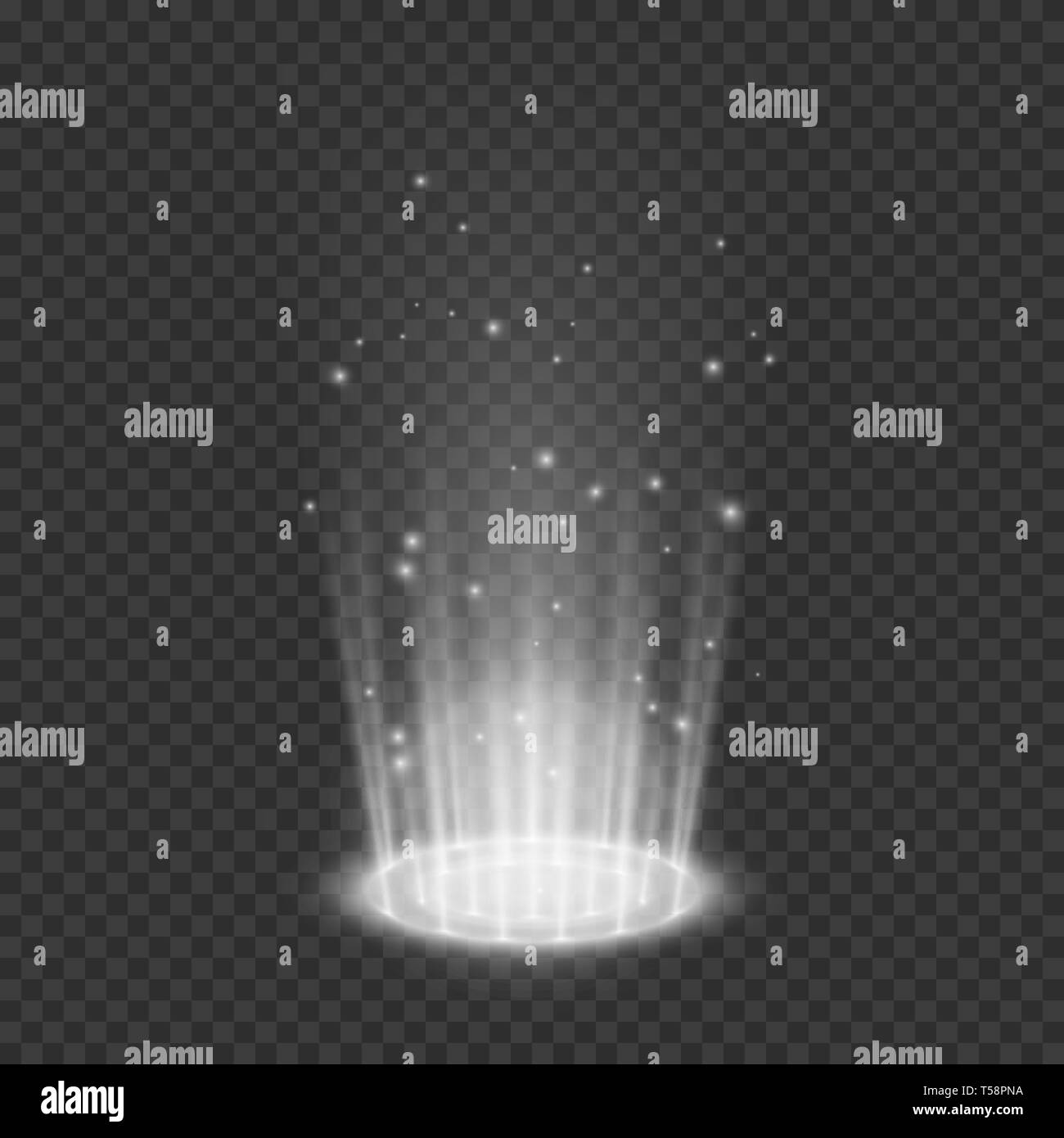 Teleport light effects. Magical portal. Futuristic holographic design element. Vector illustration isolated on transparent background Stock Vector