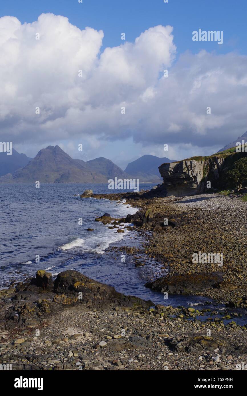 Iconic view from Elgol towards the culling Hills beyond Loch Scavaig ...