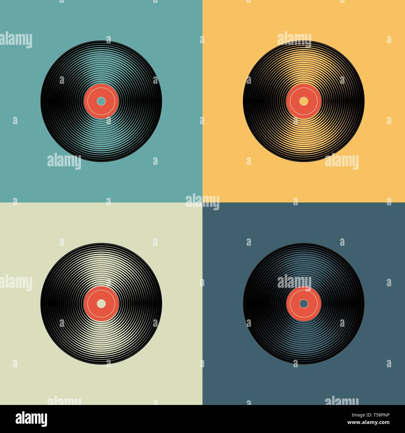 Vintage Vinyl Record Album Cover Art Graphic Labels Stock Vector