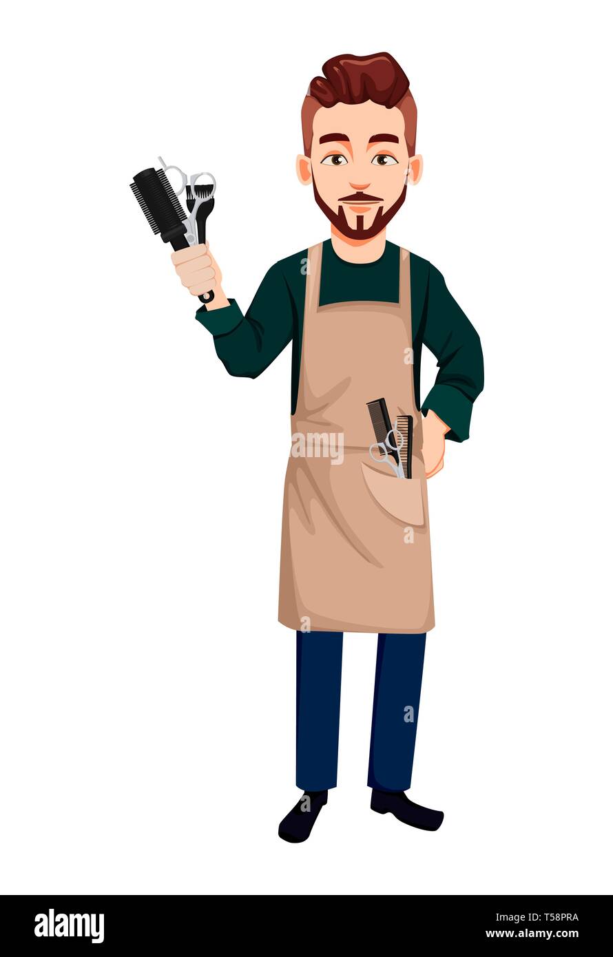 Barber man in hipster style holding hairdresser's tools. Handsome cartoon character. Beard shave service. Vector illustration isolated on white backgr Stock Vector Image & Art - Alamy Barber man in hipster style holding hairdresser's tools. Handsome cartoon character. Beard shave service. Vector illustration isolated on white backgr Stock Vector Image & Art - Alamy