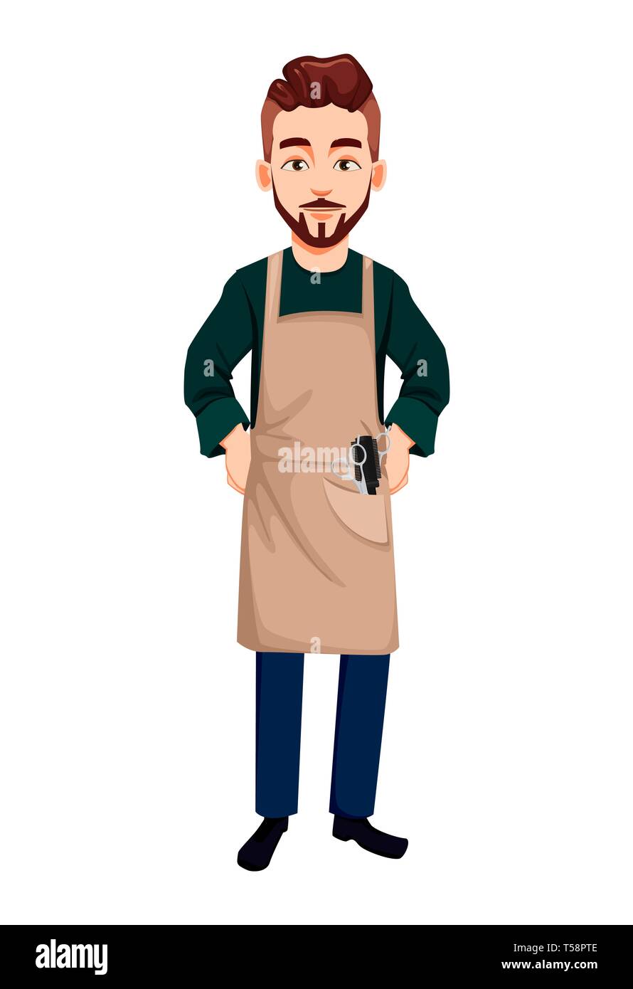 Barber man in hipster style. Handsome cartoon character. Vector  illustration isolated on white background Stock Vector Image & Art - Alamy