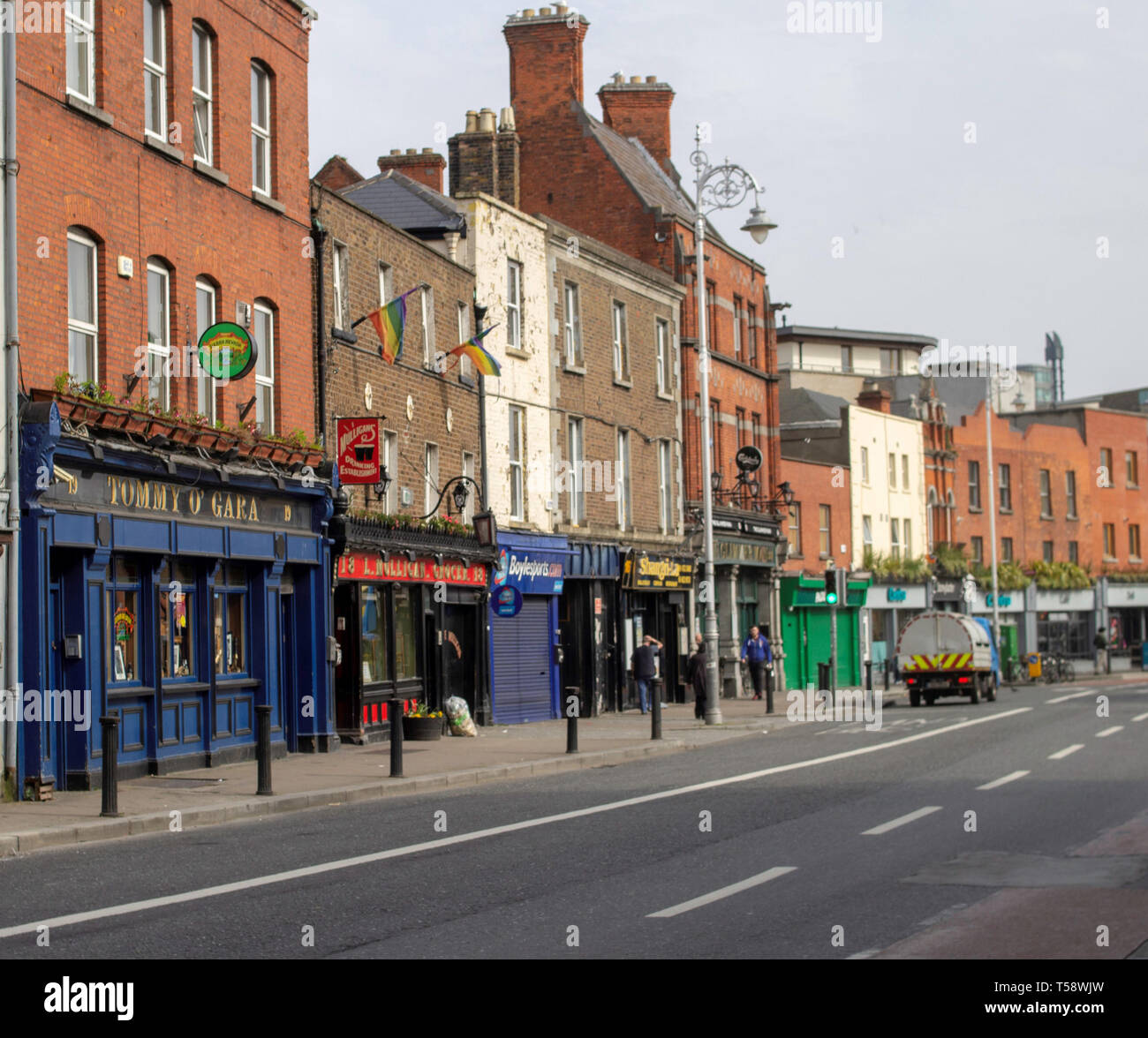 The main street in Stoneybatter in Dublin, Ireland. Stoneybatter is a neighbourhood on the north side of Dublin and is a thriving neighbourhood. Stock Photo