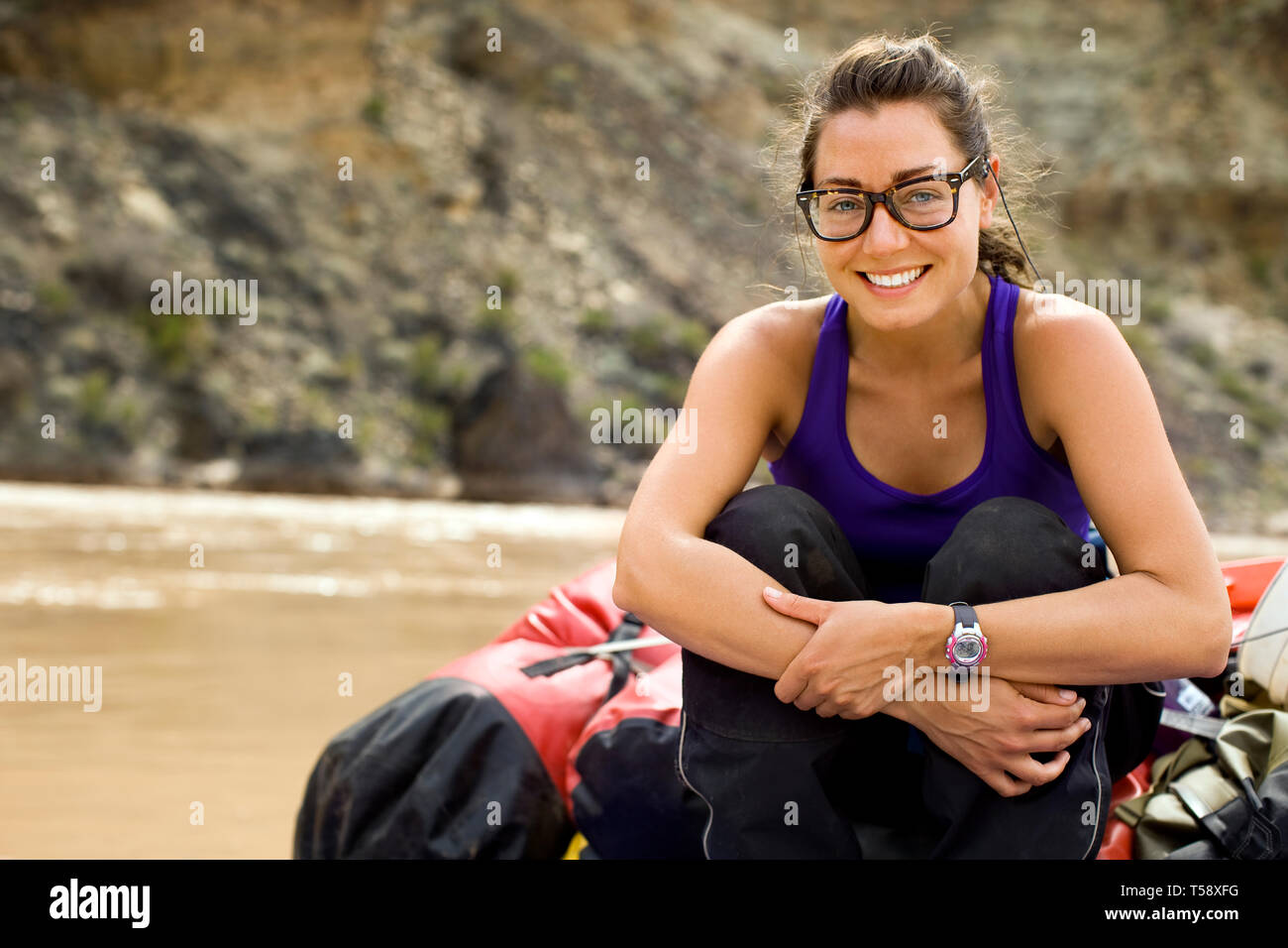 Young woman smiling on outdoor hi-res stock photography and images - Alamy