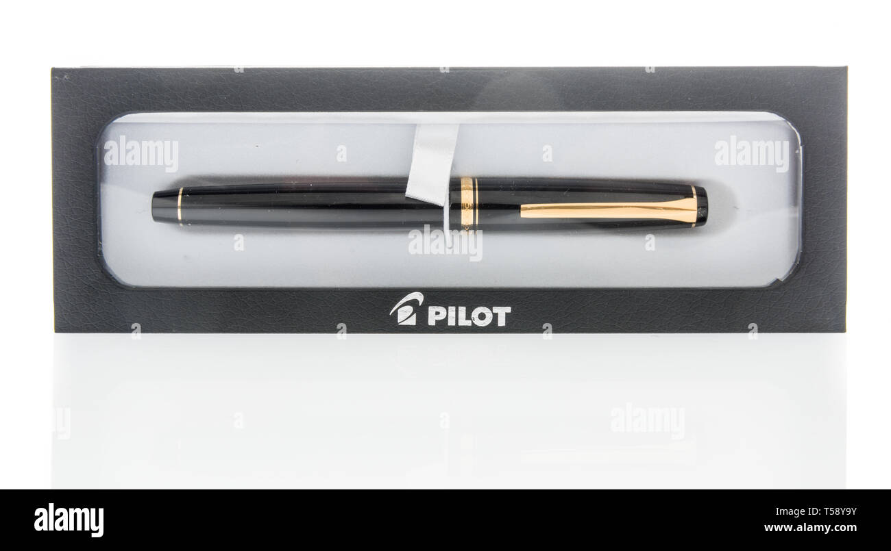 Winneconne, WI -  19 April 2019: A package of a Pilot fountain pen on an isolated background Stock Photo