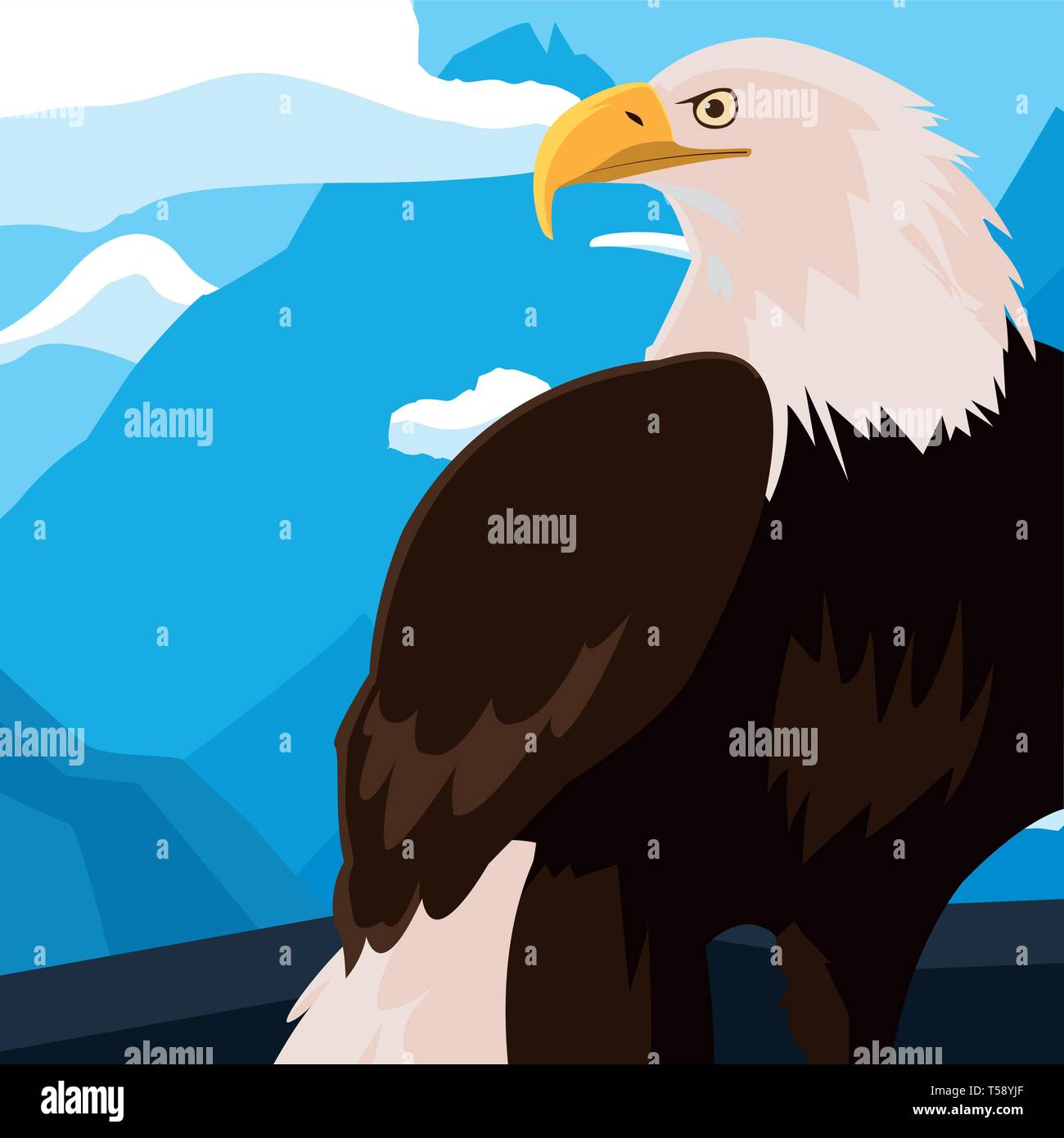 beautiful bald eagle animal in snowscape vector illustration design ...