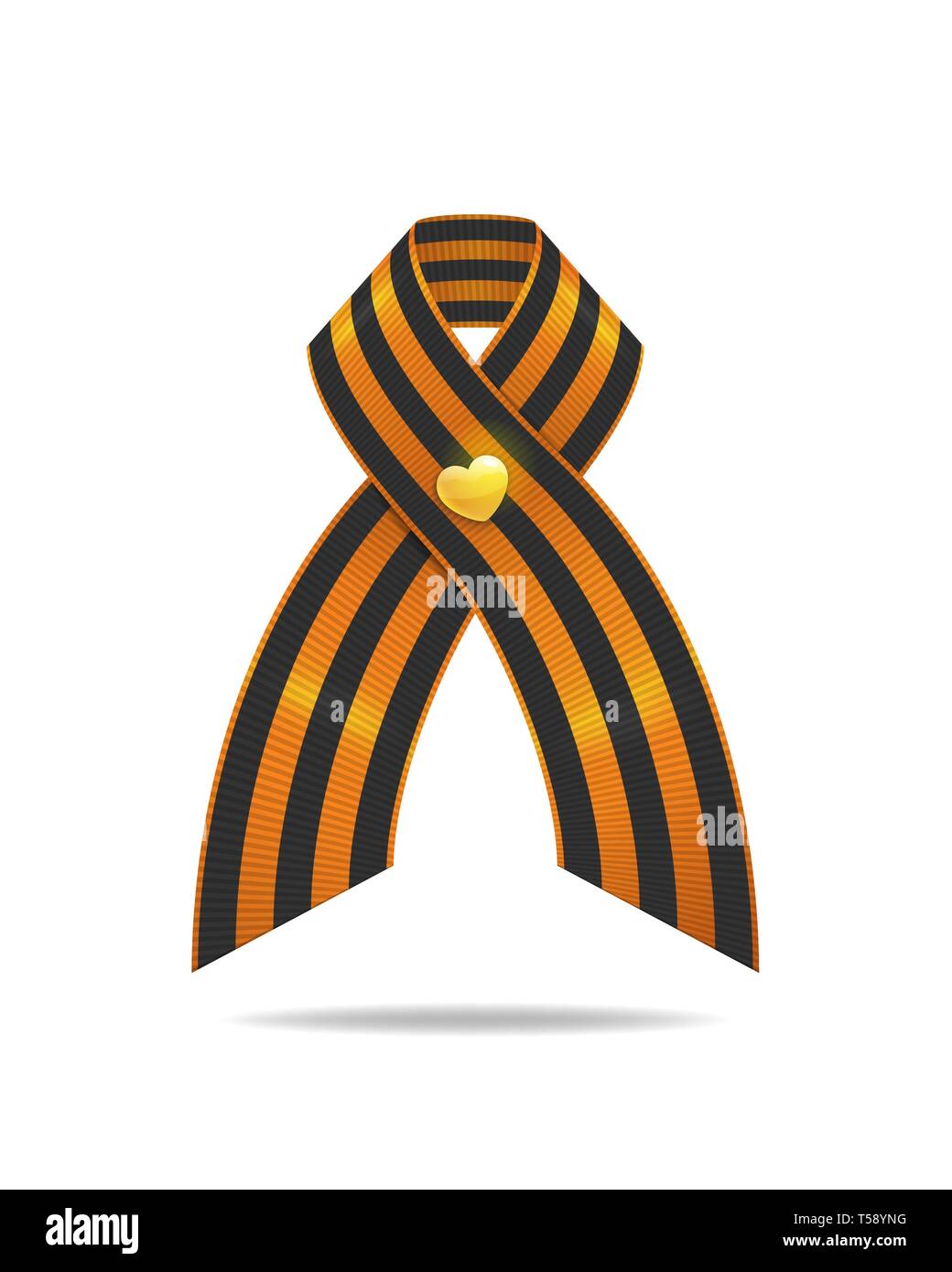 Saint George ribbon the Russian symbol of victory day in the second world war. The striped ribbon is Isolated on a white background. Stock Vector