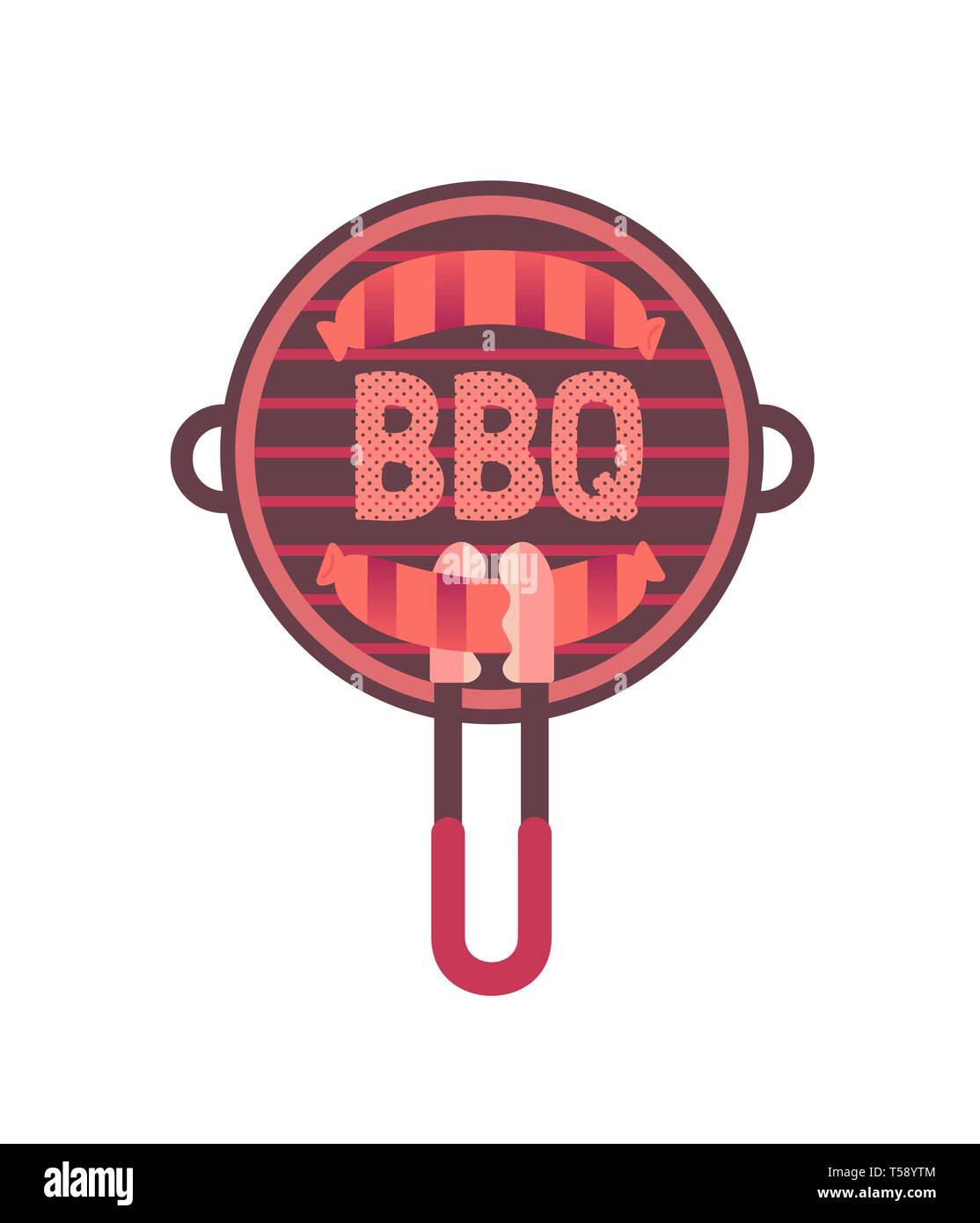 Flat hand drawn barbecue grilled sausages isolated icon. Stock Vector