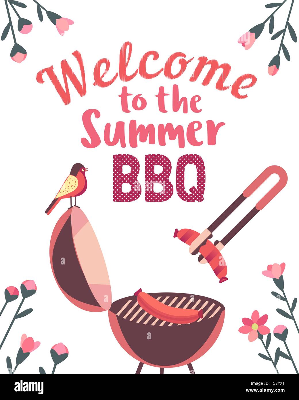 Summer barbecue picnic vector poster Stock Vector Image & Art - Alamy