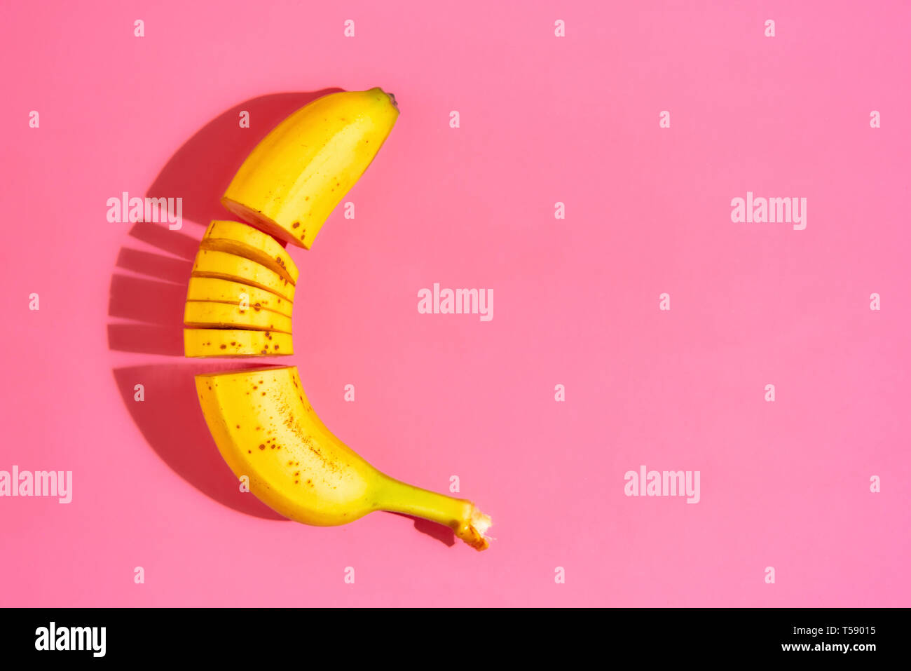 Banana On pink Background Stock Photo