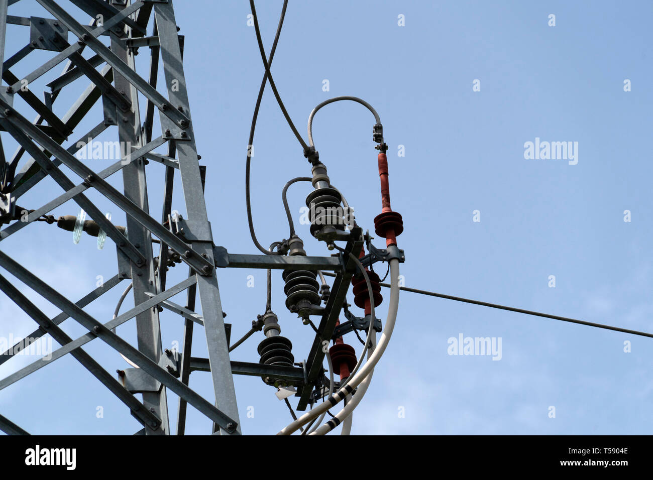 High voltage electrical cable detail Stock Photo Alamy