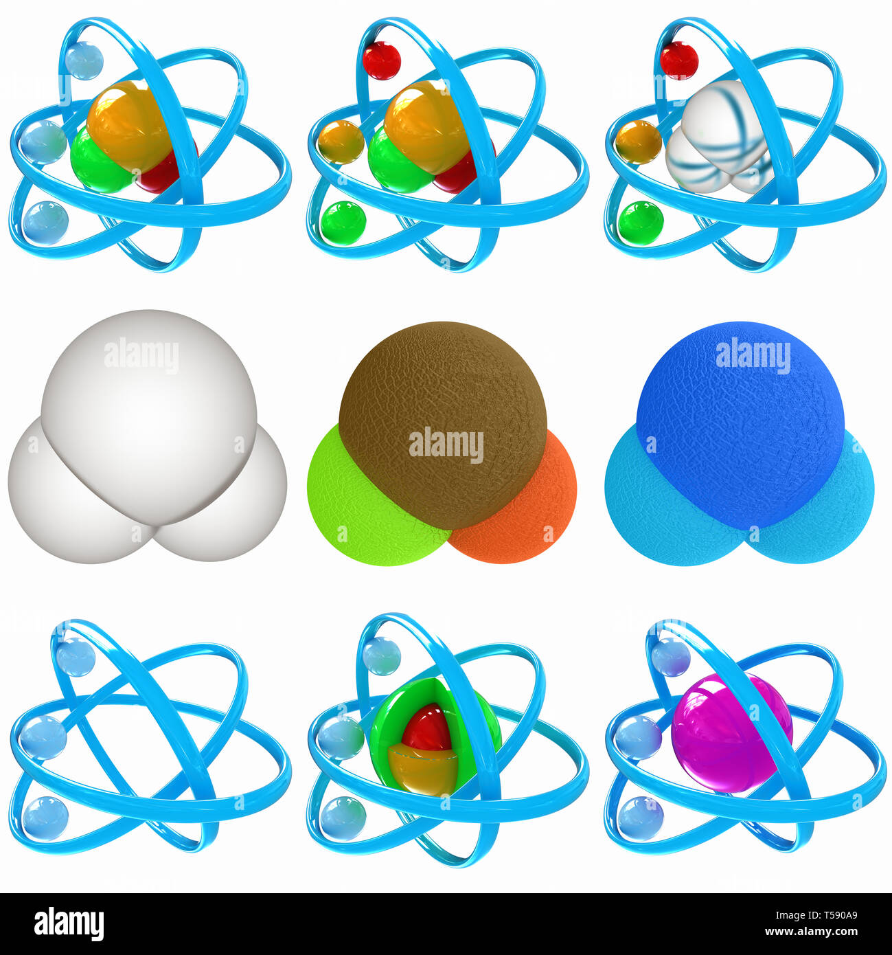 Set of 3d illustration of a leather water molecule isolated on white ...