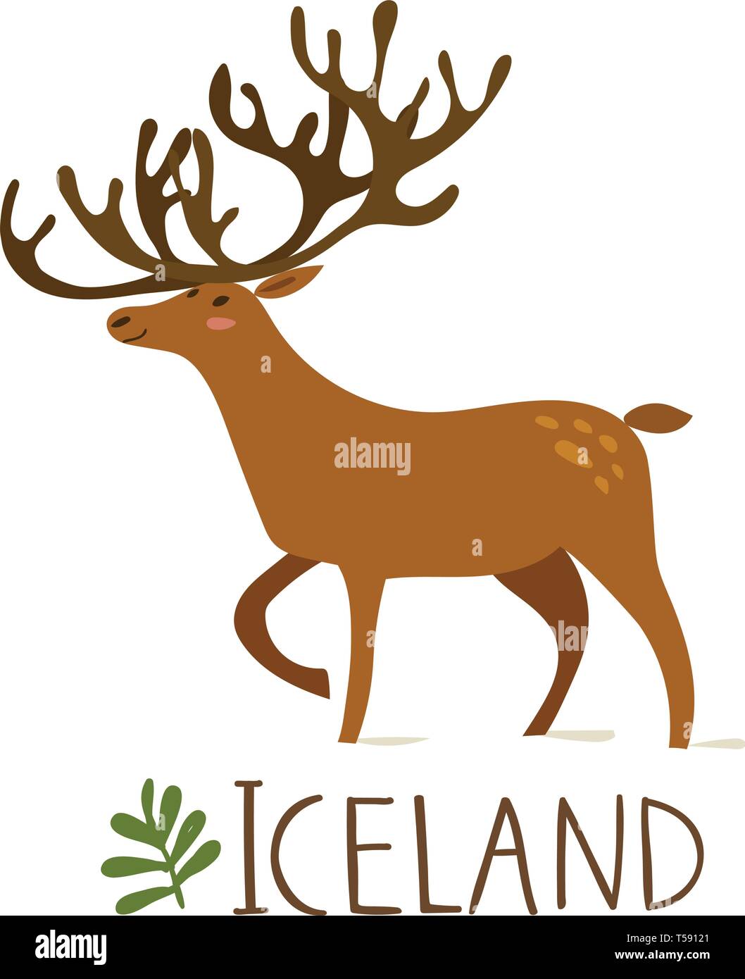 Iceland nature vector symbol deer with text  Stock Vector