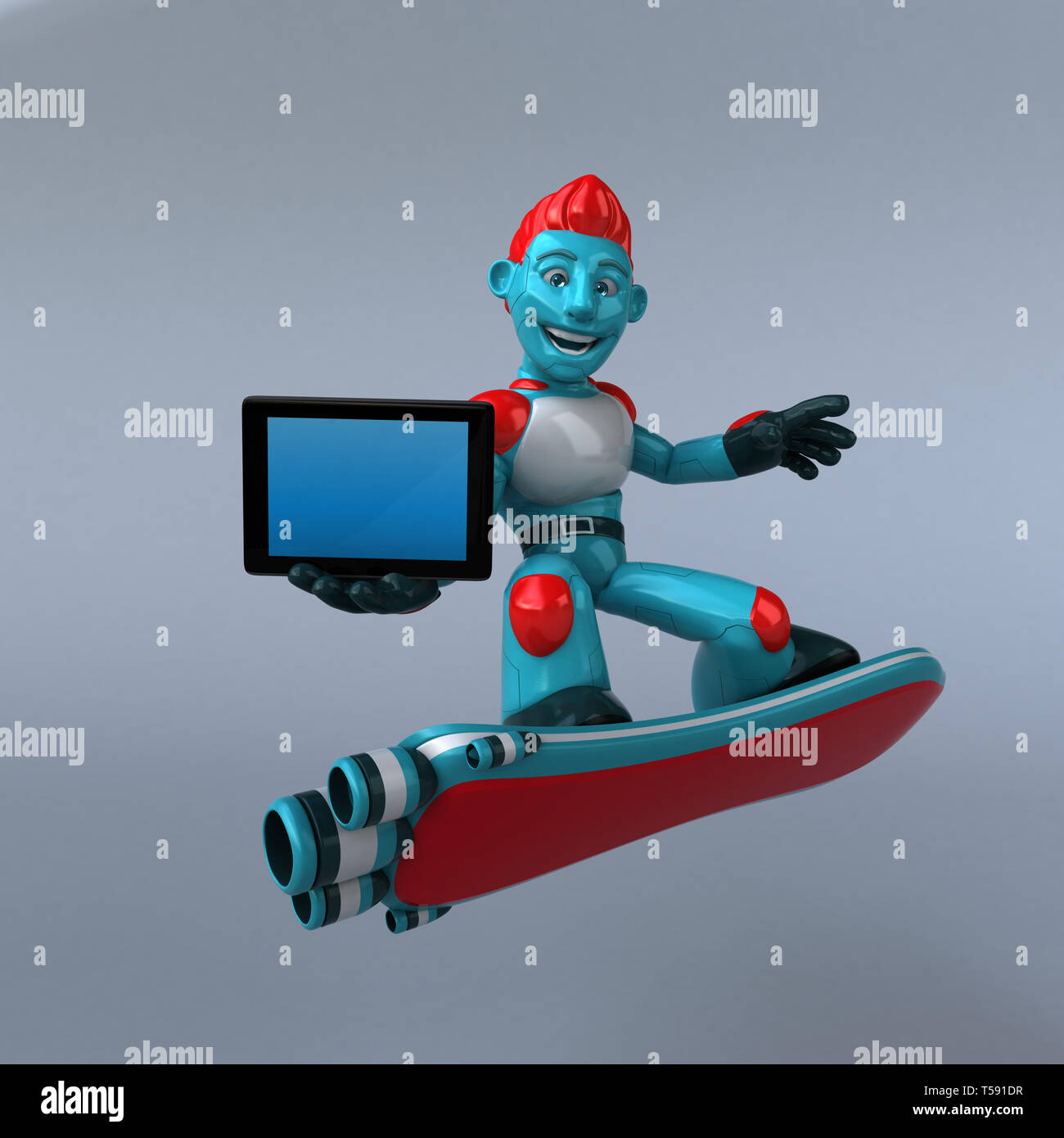 Red Robot - 3D Illustration Stock Photo - Alamy