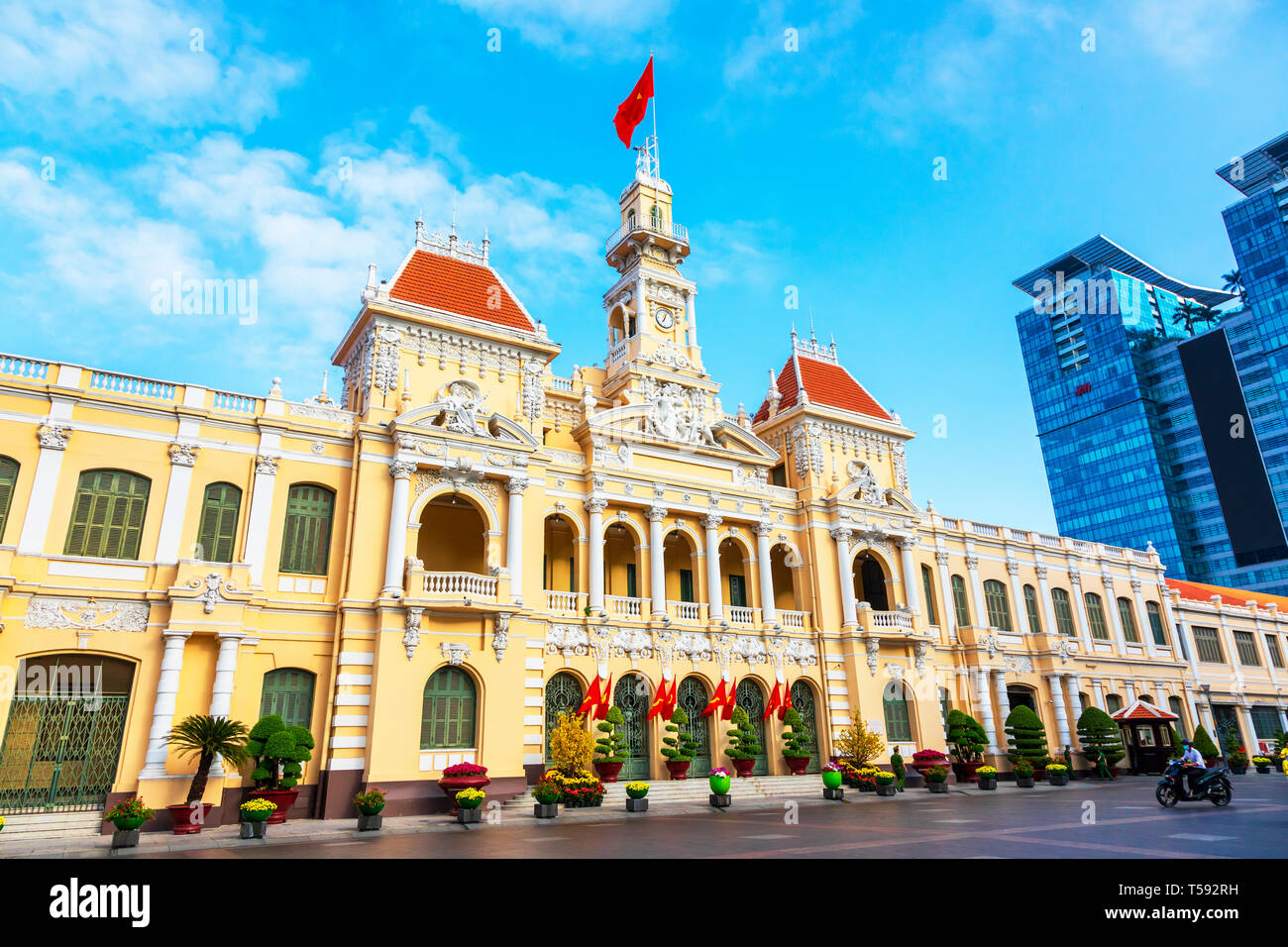 Hotel de Ville, (1901 - 1908) a neo-baroque french architecture building at the northern end of Nguyen Hue Boulevard Ho Chi Minh City, Vietnam Stock Photo