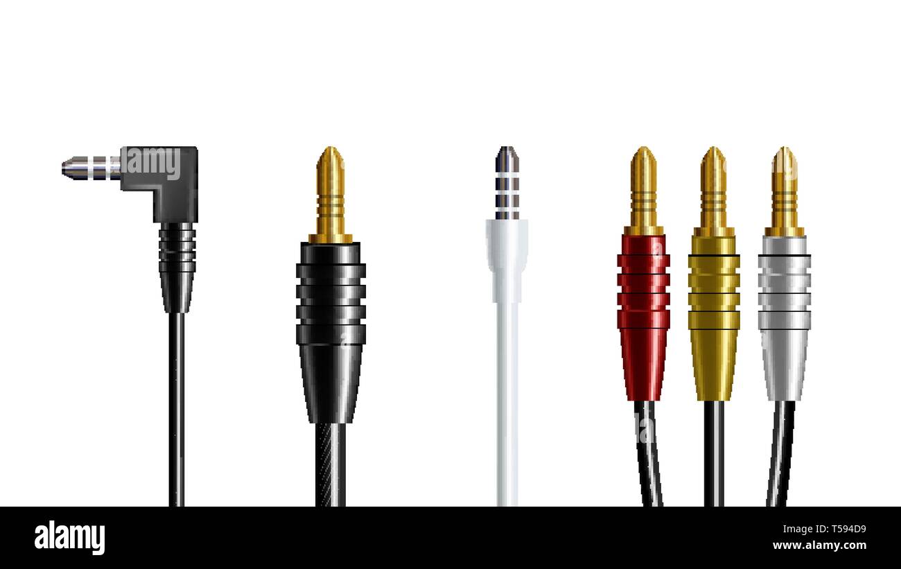 Realistic Audio Connector Headphone Plug Vector Stock Vector Image