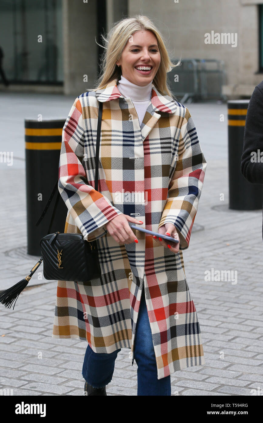 Mollie King leaving BBC Radio One Studios after finishing her Breakfast