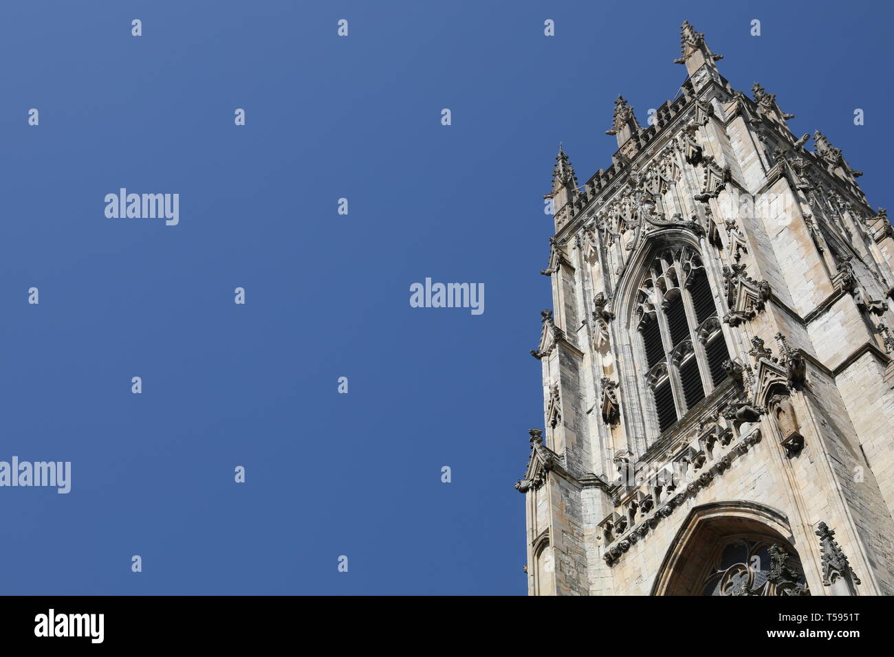 York Minster Cathedral Abbey Blue Sky Street View Stock Photo