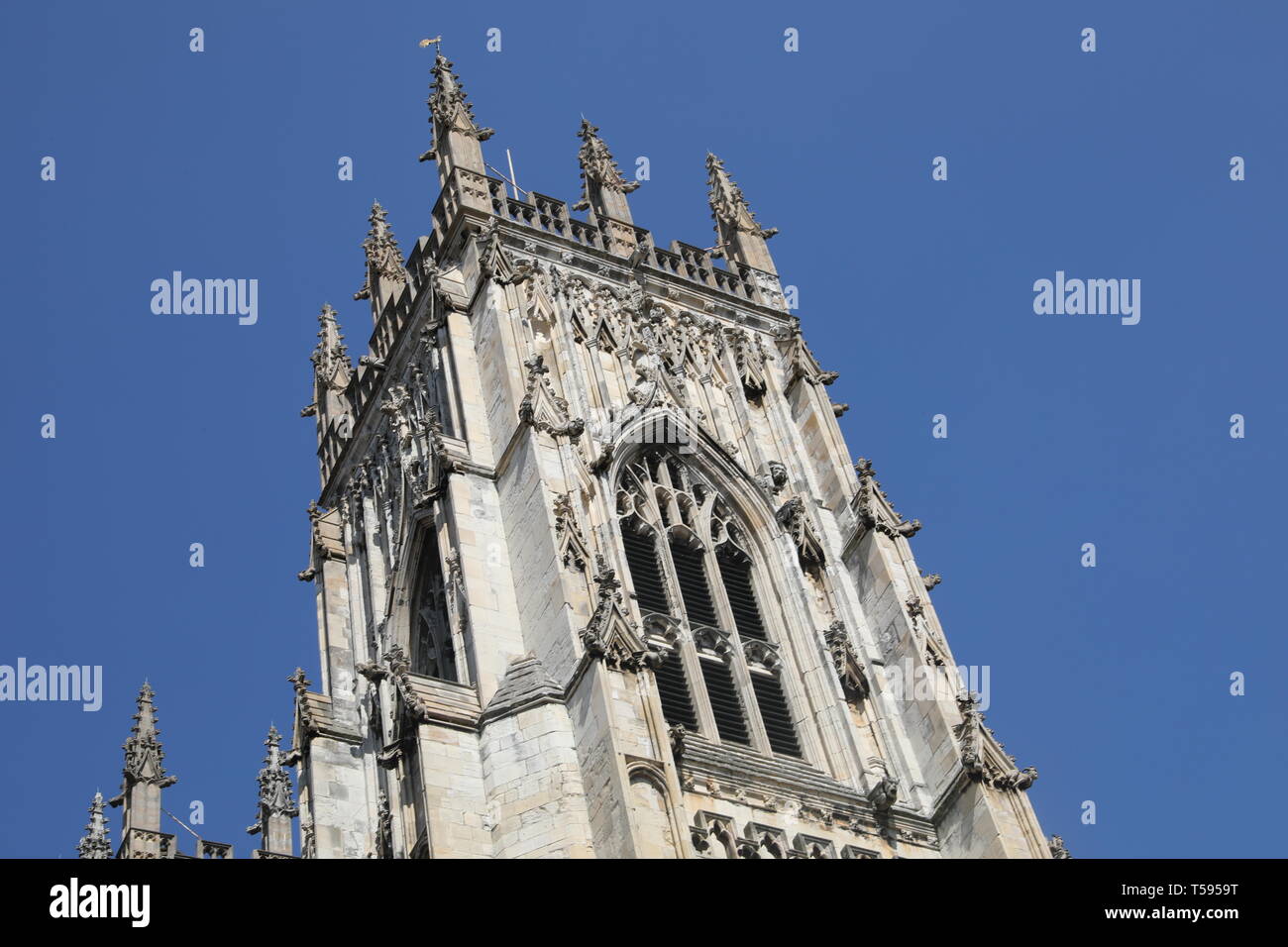 York Minster Cathedral Abbey Blue Sky Street View Stock Photo