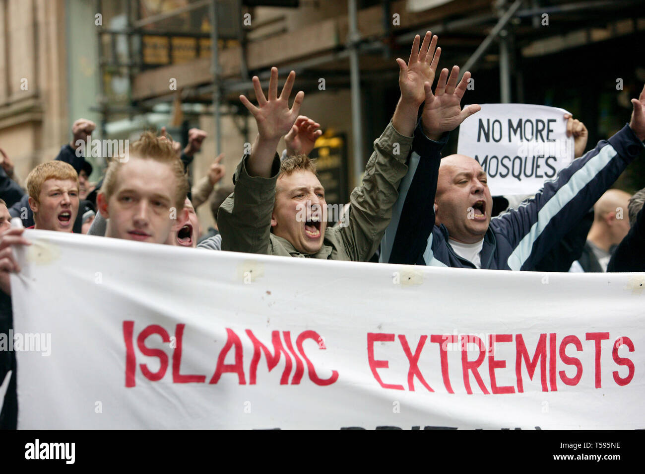 English Defence League march in Birmingham against Islamic Extremism. 05/09/2009 Stock Photo